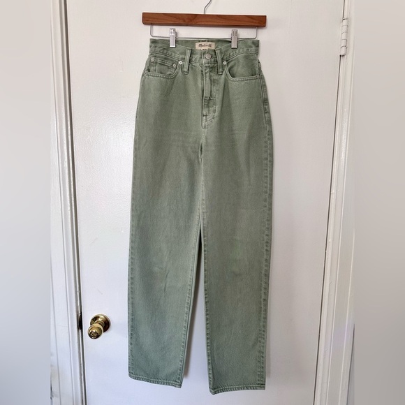 Madewell Baggy Straight Jeans-Garment Dyed Sage Green. Size 23 - Picture 1 of 12